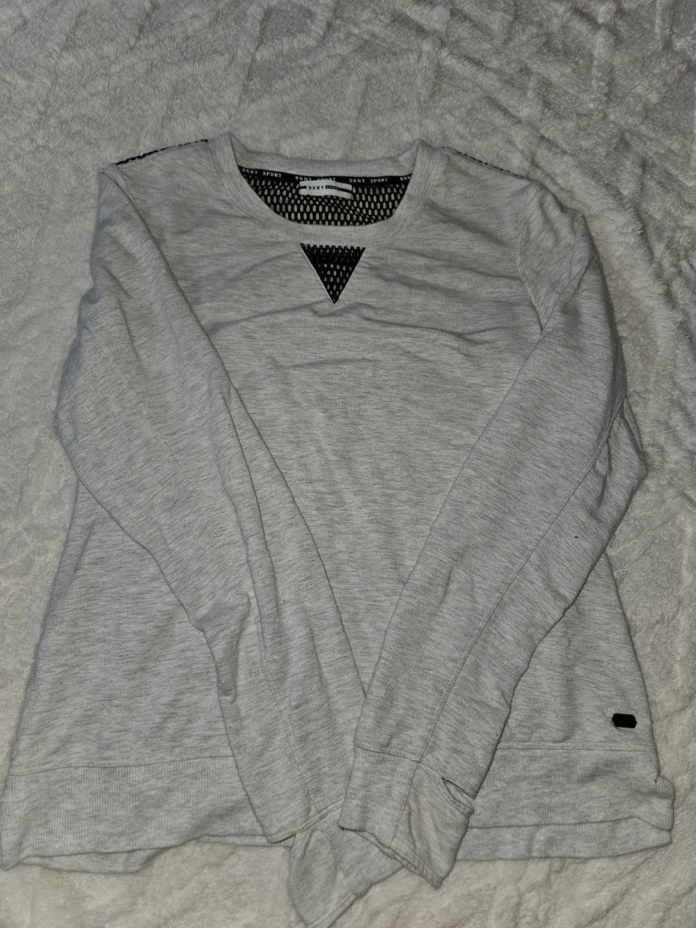 Dkny Light Gray Men’s Crewneck Sweater with Mesh Detail